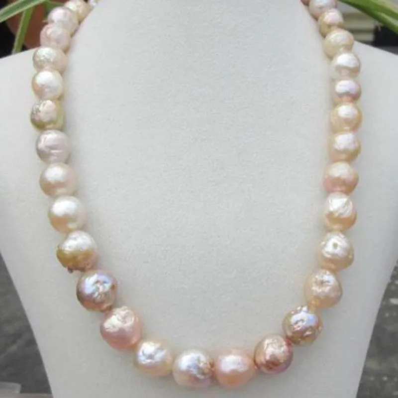 GORGEOUS Natural multicolour SOUTH SEA 12mm Kasumi Pearl Necklace 925silver 18INCH