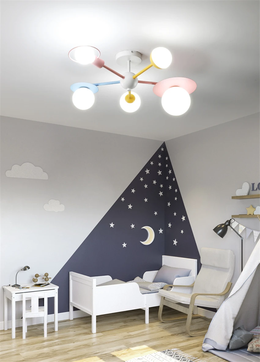 

Nordic Children's Room Color Chandeliers Bedroom Dining Room Study Home Decor Lighting Interior Design Boy Girl Room Fixtures