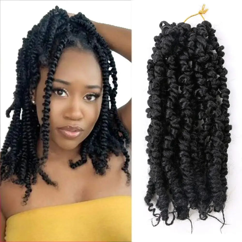 Pretwisted Passion Twist Crochet Hair Pre-looped 10 Inch Synthetic Hair Extensions for Black Women