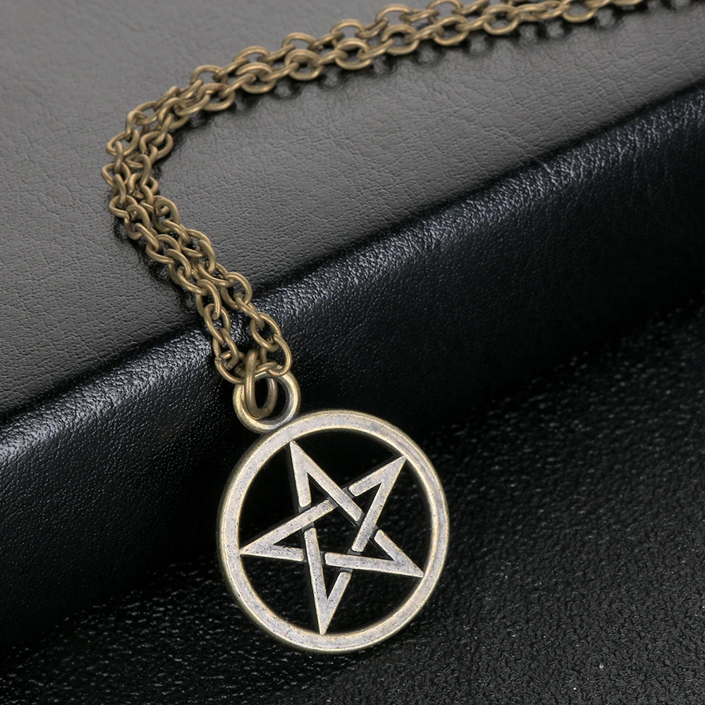 1PC Men Women Fashion Black Butler Pentagram Pendant Necklace Retro Vintage Lucifer Satan Sign Jewelry Accessories