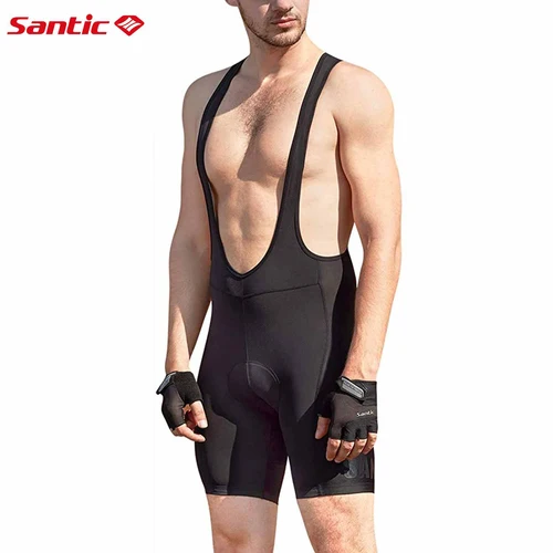 Santic-pantalones cortos con pechera para ciclismo para hombre, Shorts acolchados 4D para ciclismo de montaña, parte inferior de bicicleta de carretera, conducción de media distancia, verano, K7MC033
