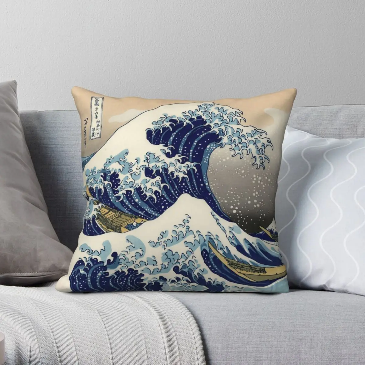 

Great Wave Off Kanagawa Pillowcase Polyester Linen Velvet Printed Zip Decor Throw Pillow Case Car Cushion Case