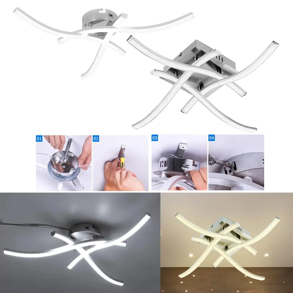 

Modern LED Ceiling Light 21W 3000K Night Light Forked Shaped Ceiling Lamp for Living Room Bedroom Decor Curved Design Lamp