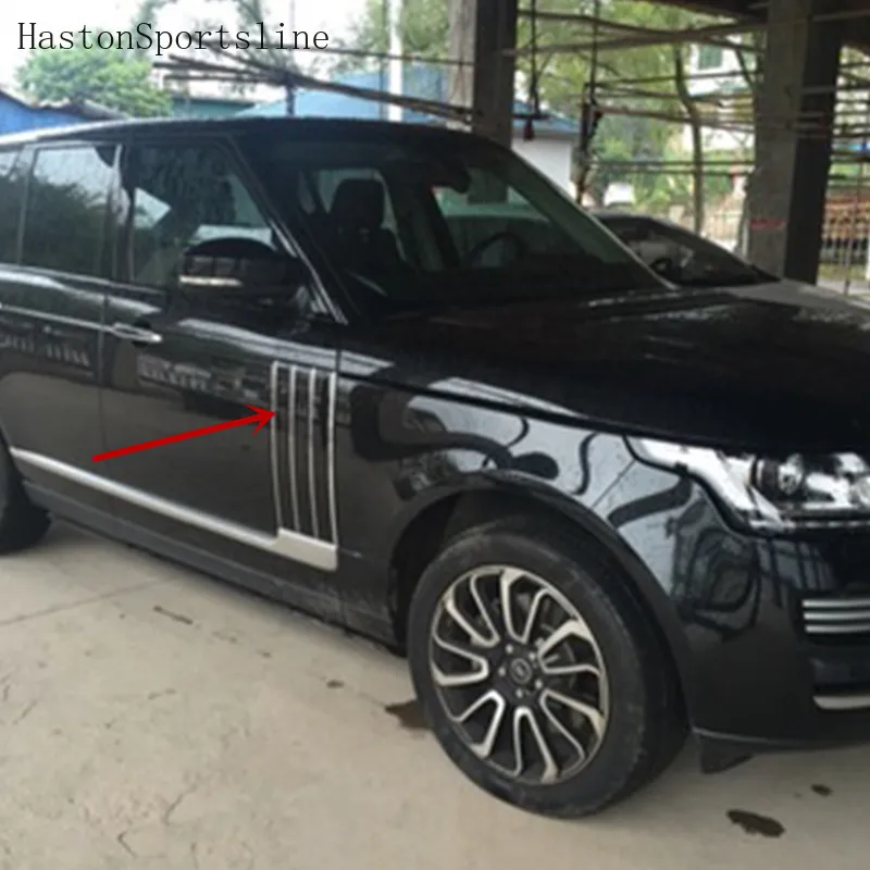 

Side Fender Door Air Vents Kit Trim Black Chrome line For Land Rover Range Rover Vogue 2014 2015 2016