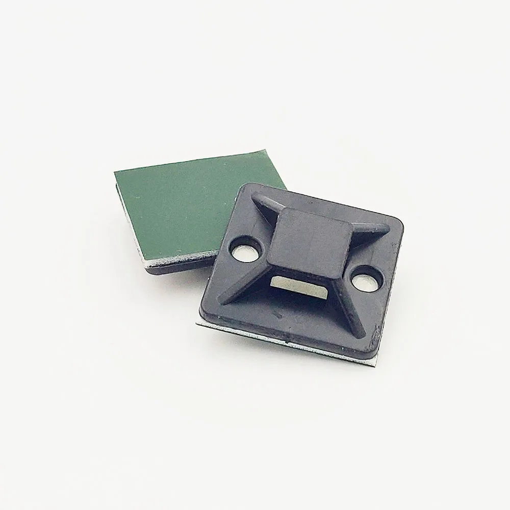 50pcs Cable Tie Mounter Base Cable Wire Removable Wall Holder Mount Clip Green Glue Self Adhesive Cable Tie Base Mount