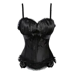 Fashion Sexy Satin Adjustable Shoulder Straps Side Zipper Overbust Corset Women Body Shaping Underwear Cup Tops