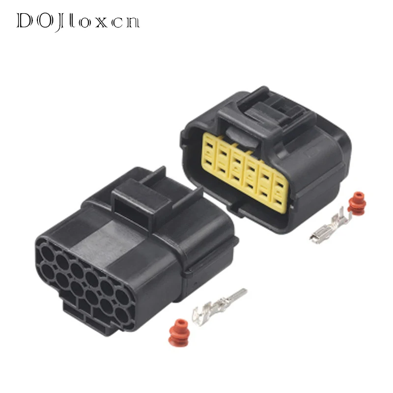 1/5/10/20Sets 12 Pin AMP Denso Automotive Waterproof Gear Shift Sensor Male Female Black Connector Wiring Plug 174663-2 174661-2