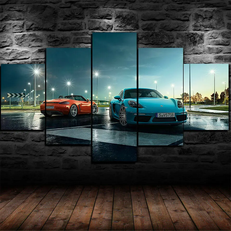 No Framed Canvas 5Pcs Cayman S 718 Boxter Sports Car Wall Art Home Decor Posters Modern Pictures Paintings Decoration