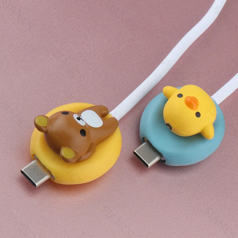 Animal Type C Cable Protector Cute Cartoon Data Line Cord Lovely Silicone USB C Cable Protector Organizer Winder Cover