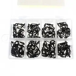80pcs mixed Sizes Fishing Rod Guide Tip Fish Pole Repair Kit Line Rings Eyes Set High Stainless Steel Fishing Rod Guides Kit