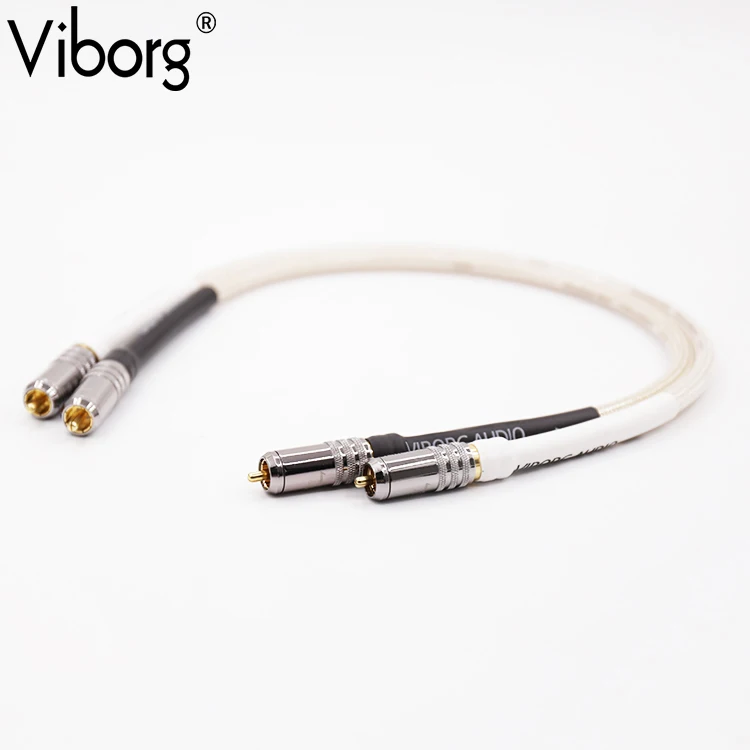 

Pair Silver Plated RCA Audio Cable HIFI RCA Cable Interconnect Audio Cable