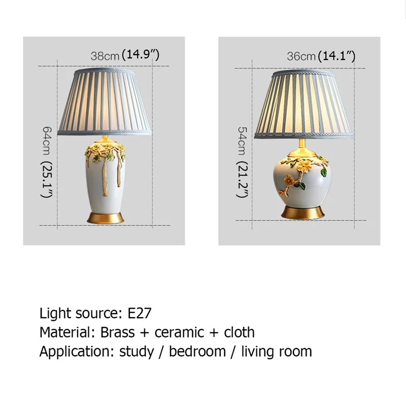 AOSONG Modern Table Lamp Brass Creative Ceramic LED Desk Light Decorative for Home