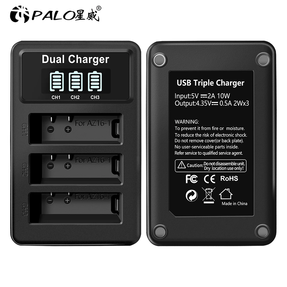 

Palo AZ16-1 AZ16 Charger For Original Xiaomi YI lite 2 4K with LED USB 3slots Charger For Xiao yi 4k Action Camera Charger