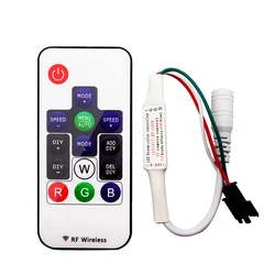 Mini télécommande sans fil RF 14 touches, DC5-24V, pour bande Led RGB 3 broches, adressable individuellement, Mode polychrome 358