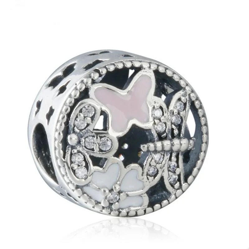 

Spring Newest 925 Sterling Silver Hollow out Daisy Butterfly Dragonfly Enamel Charm Beads Fits Pandora Bracelets DIY