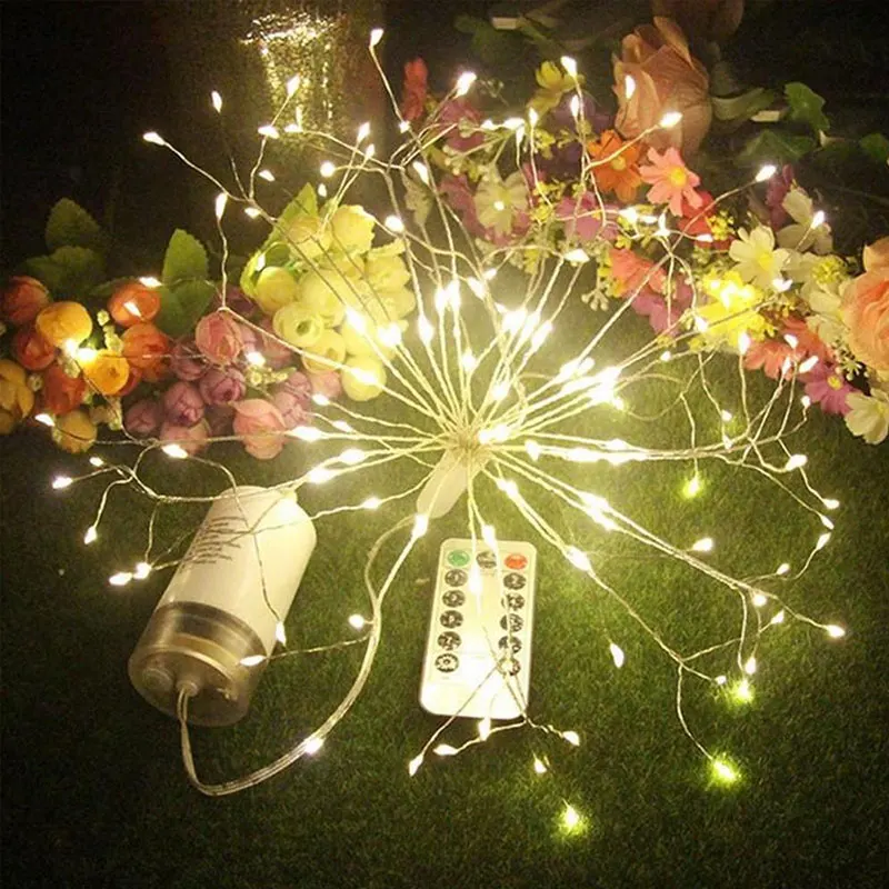 120LED Waterproof Exploding Star Firework Lamp Christmas Fairy Lights Copper Wire Lamp Dandelion String Lights Garden Home Decor