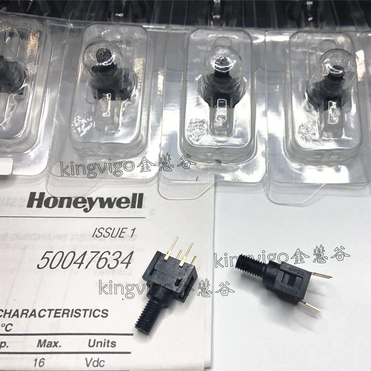 HONEYWELL Sensor  24PCFFH2G Uncompensated/Unamplified, 100 psi Pressure Range, Fluorosilicone Seal, M5 Thread Port
