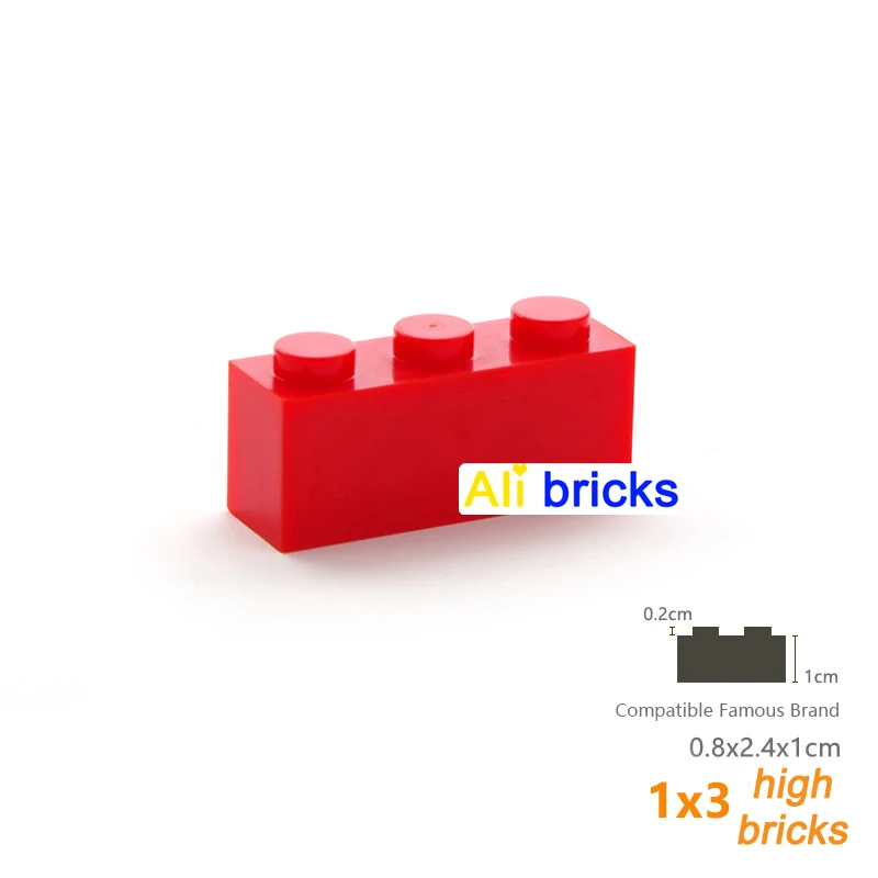 15pcs DIY Building Blocks Thick Figures Bricks 1x3 Dots Educational Creative Size Compatible With 3622 Plastic Toys for Children