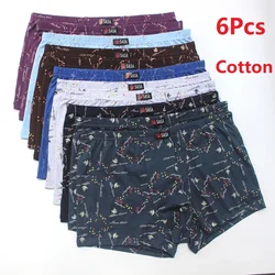 6 teile/los Herren Unterwäsche Boxershorts Baumwolle plus Größe lose atmungsaktive Mid-Waist Print sexy Herren-Shorts mittleren Alters