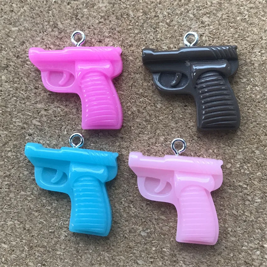 20Pcs/Lot 23*21MM  Resin Flatback Pistol  Accessories Handgun Shape Crafts For  Jewelry DIY  Making