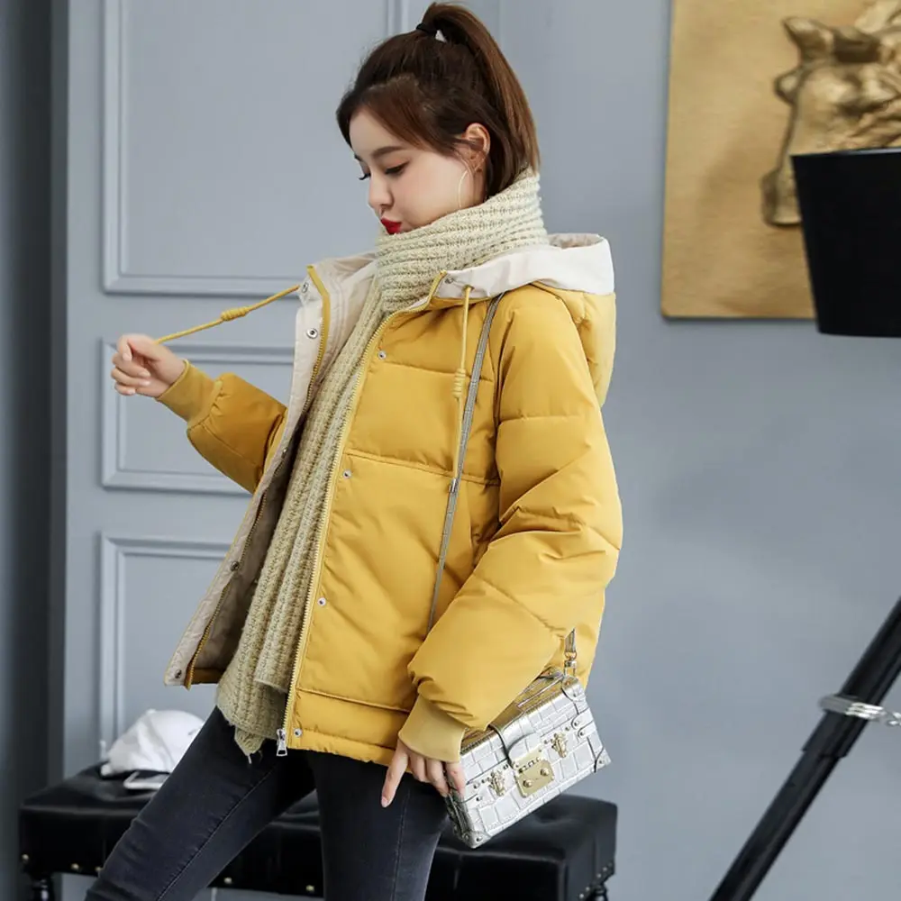 Vielleicht Women Winter Jacket Loose Parkas Patchwork Thickening Warm Coat Hooded Female Down Cotton-padded Short Jacket Coat