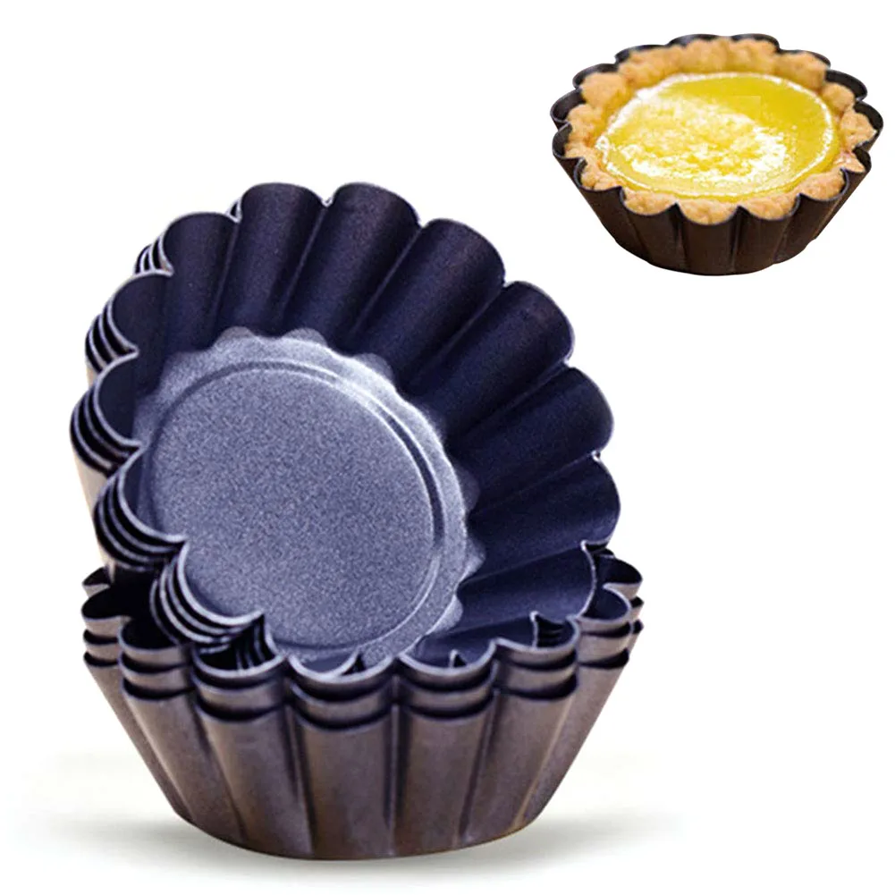 12Pcs Mini Rotonda Antiaderente Torta Pan In Acciaio Al Carbonio Tortino Stampo Uovo Stampo Da Crostata di Latta Della Torta Della Focaccina Stampi Stampo