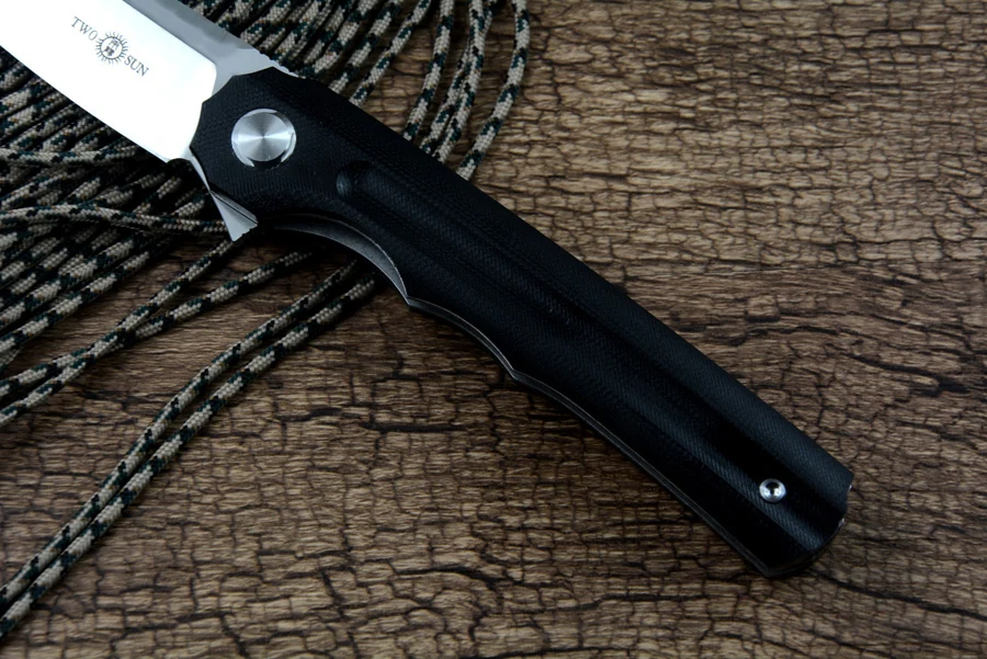Twosun Knife TS89 D2 Satin Blade Pocket Folding Knife G10 Handle with Clip for Outdoor Daily EDC Hunting Camping Hiking