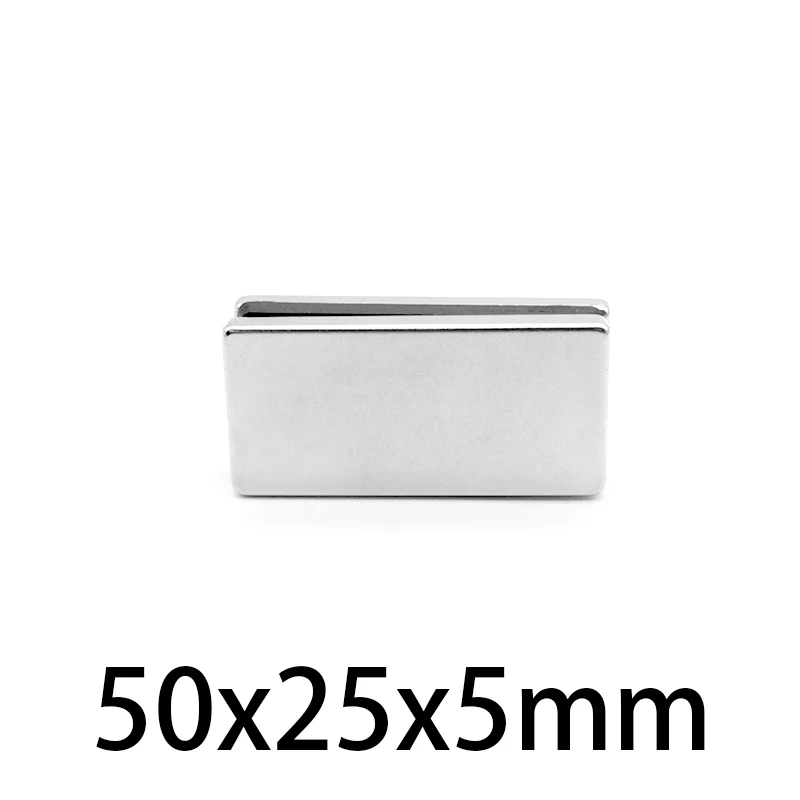 1-10PCS 50x25x5mm Rare Earth Magnet 50mmX25mmx5mm Long Block Rectangular Magnets 50*25*5mm Permanent Neodymium Magnetic 50*25*5