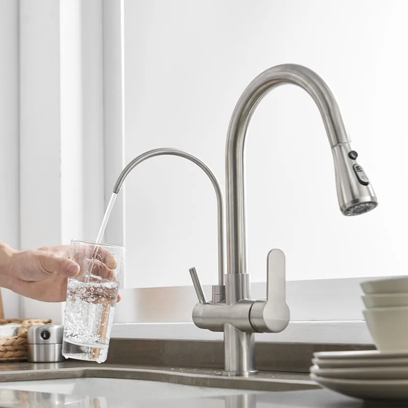 Sensor Touch Filter Kitchen Mixer Tap Hot Cold Pull Out Kitchen Sink Mixer Faucets Black Gold Sensor Touch Filter Kitchen Faucet