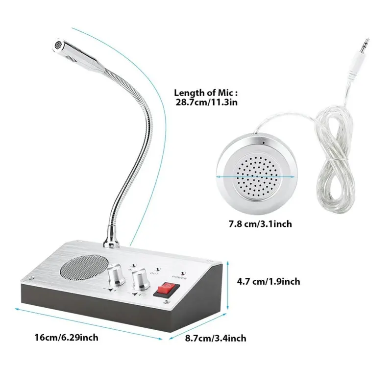 ZDL-9908 Dual-Way Counter Interphone Audio Record Output Anti-interference Window Intercom System For Bank Hospital Bus Station