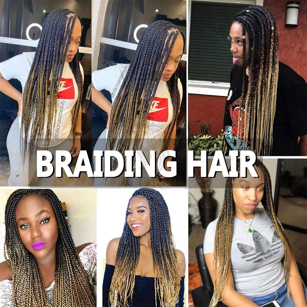 16/20/22/26/30/42 Zoll Flechthaare, vorgedehnt, lange Boho Knotless Braids, synthetische Box Braids, Yaki-Textur – Detail 2