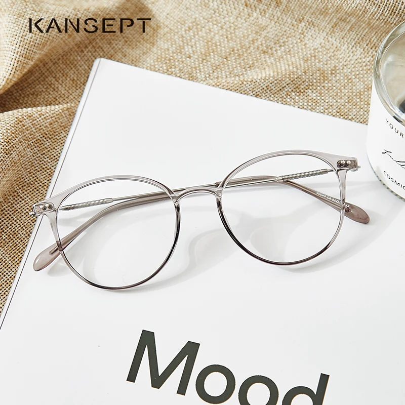 KANSEPT Round Eye Glasses Frame Women Ultralight Fashion Myopia Prescription Eyeglasses Frames Acetate Optical Glasses for Women