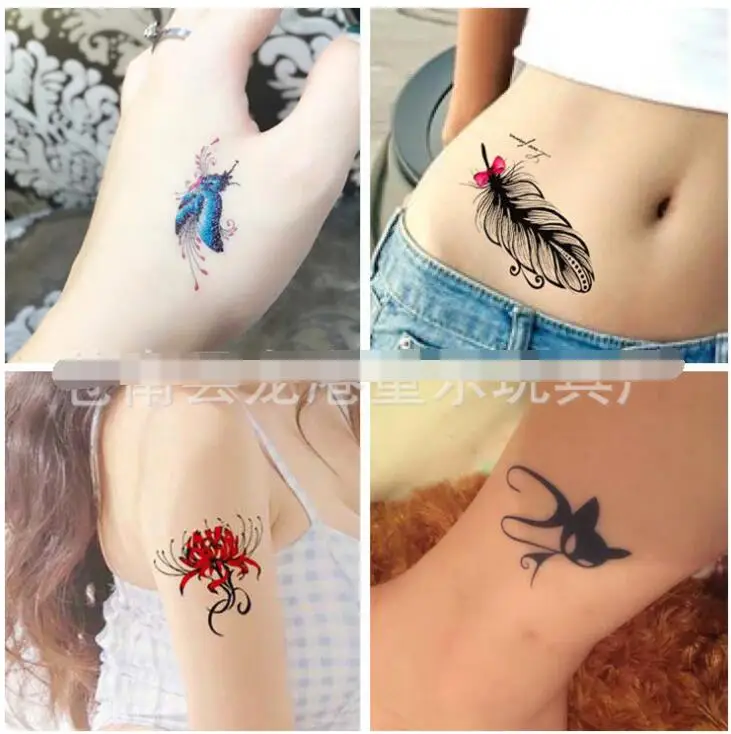 tatu Stickers for Girls Tattoos Transitional Sexy Hotwife Art Small Flowers Neck Scapular Body with Fake Waterproof Tattos Woman