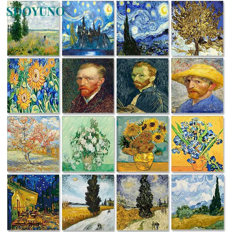 

SDOYUNO Van Gogh Paint By Numbers Kits On Canvas Figure DIY Frameless 60x75cm Oil Painting By Numbers Scenery Hand Painting Gift