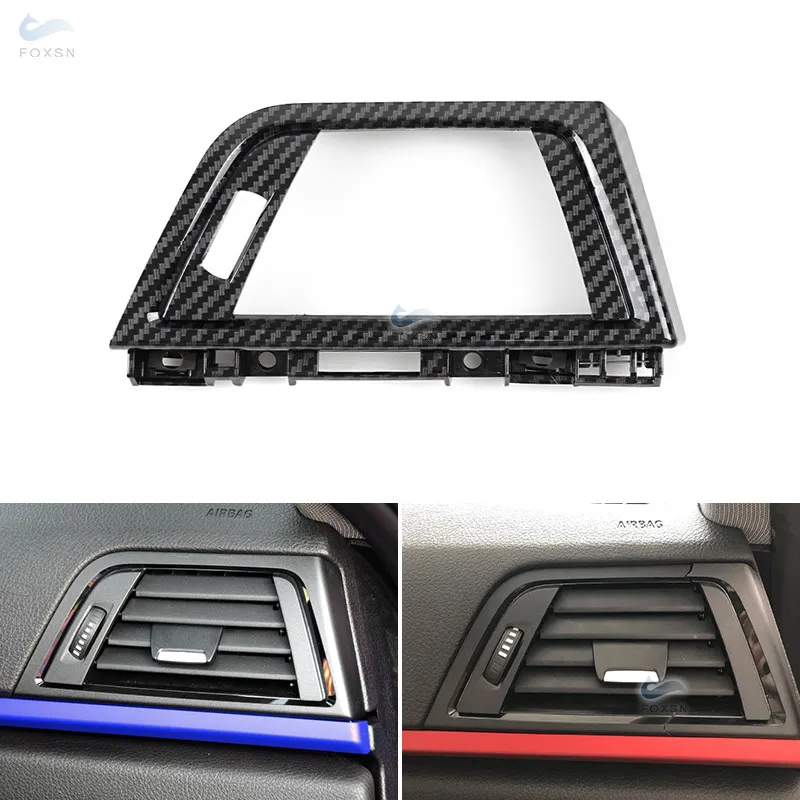 LHD ABS Carbon Texture Front Row Wind Right Side Air Conditioning Vent Grill Outlet Panel Frame Trim For BMW 3 Series F30 F35