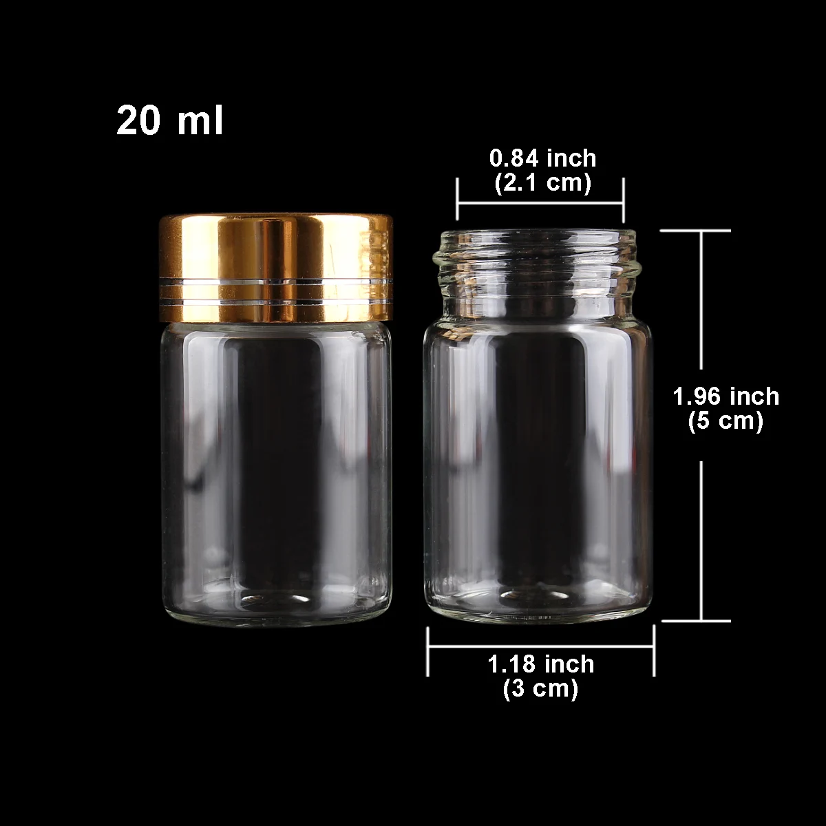 24 pieces 20ml 30*50mm Empty Glass Bottles with Golden Caps Transparent Glass Perfume Spice Bottles