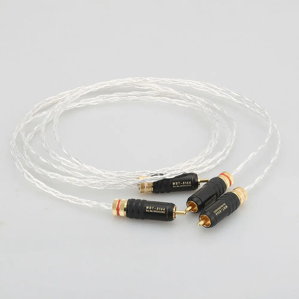 Pair 3Ag occ copper silver plated audio Interconnects cable with WBT-0144 RCA plug,Extension Cord