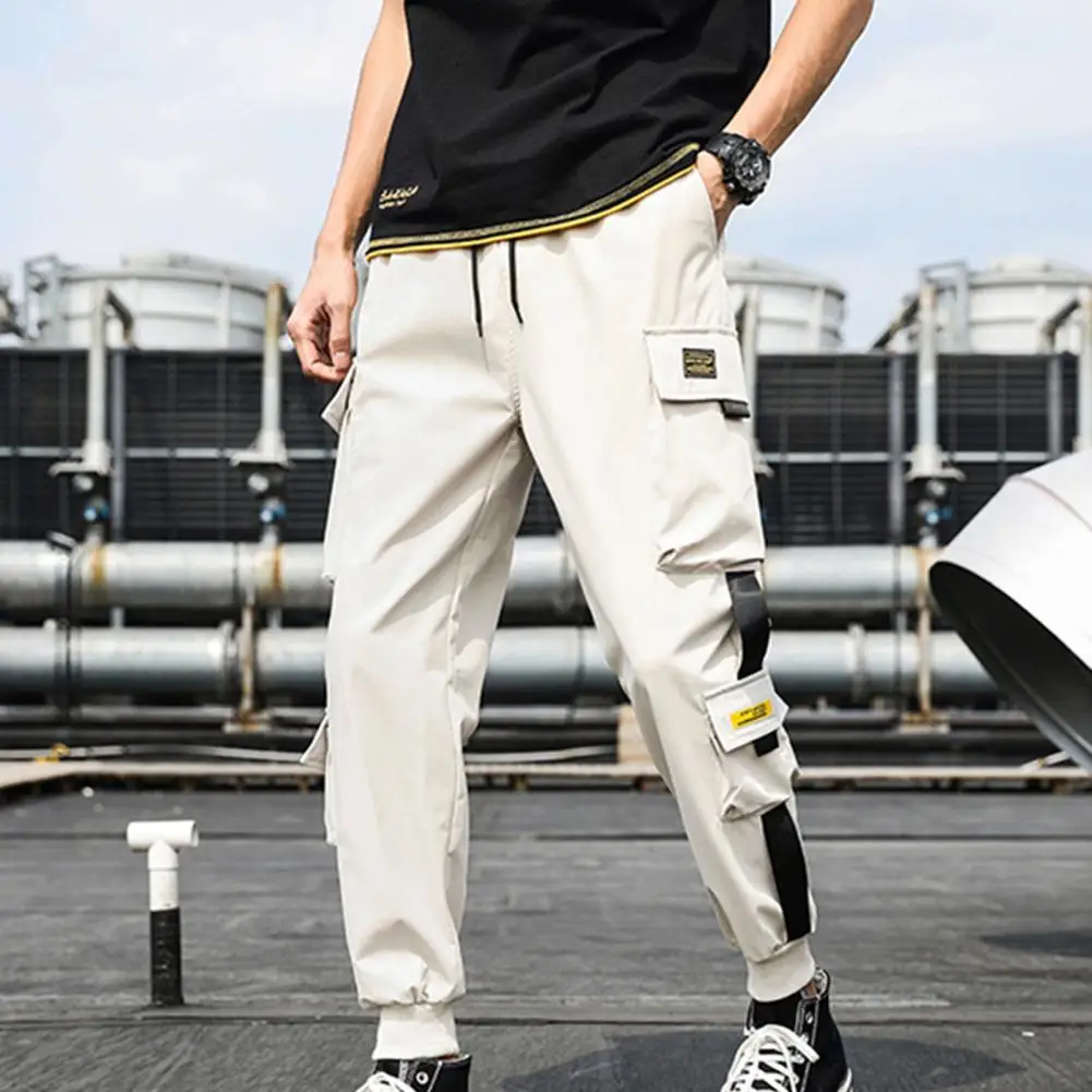 

Cargo Pants Multiple Pockets Loose Male Men Solid Color Hip Hop Style Pants for Men