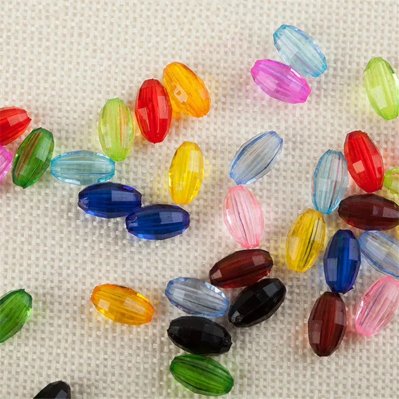 Wholesale 1800pcs 8*11mm Colorful Acrylic Faceted Oval Round Jewelry Bracelet Spacer Beads Ornament Accessories Beading Material