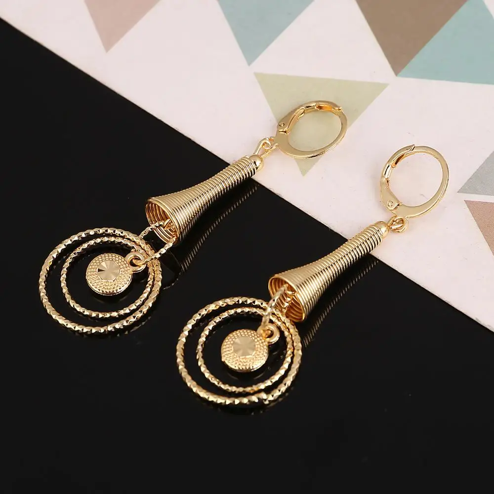 24K Gold Color Trendy Round Earrings for Women Australia Zealand Indonesia Nigeria Congo Party Jewelry Gifts