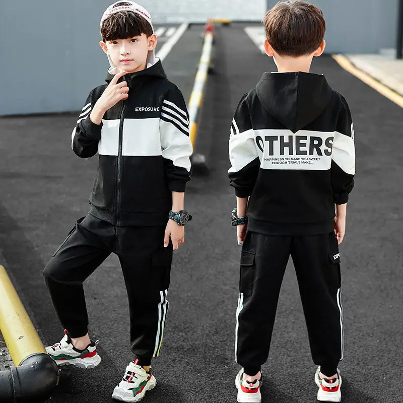 2022 Boy Sweater Hoodies Children Tracksuit Spring Autumn Winter 2 Pieces Boy Teenager Clothes Set 6 7 8 9 10 11 12 Year Old