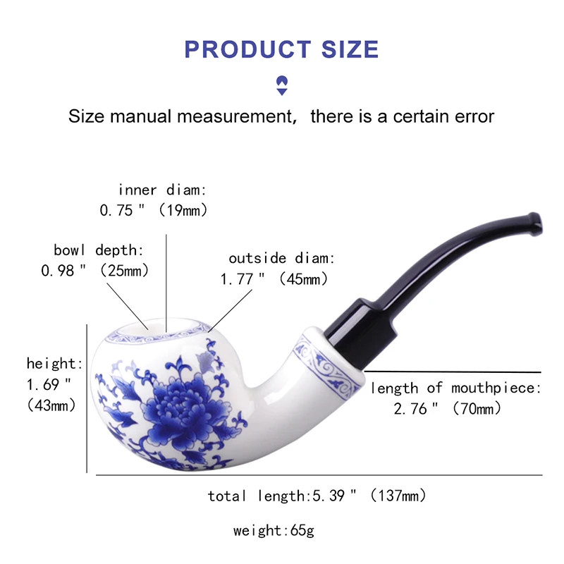 Chinese Classical Smoking Pipes Ceramic Tobacco Pipe Smoke And Ceramic Pipe Rack Stand Holder 9 mm Activated Carbon Filter A Set