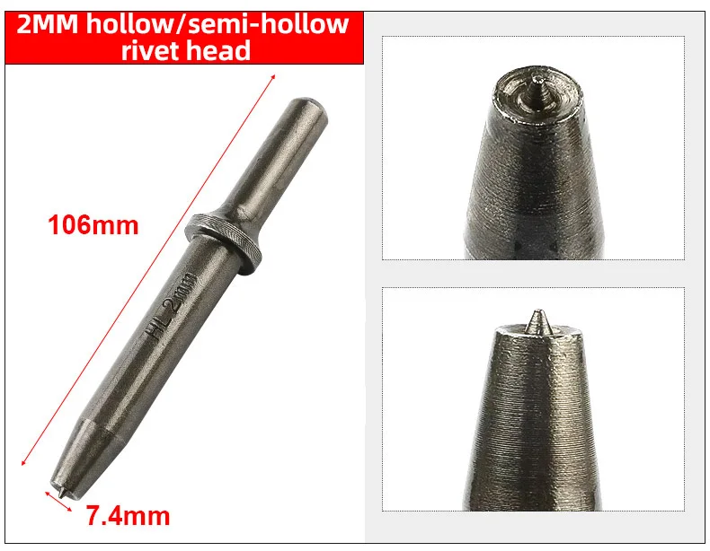 Pneumatic semi-hollow rivets impact head,pneumatic rivet Impact head Pneumatic Air Hammer Bits Pneumatic Air Hammer Heads