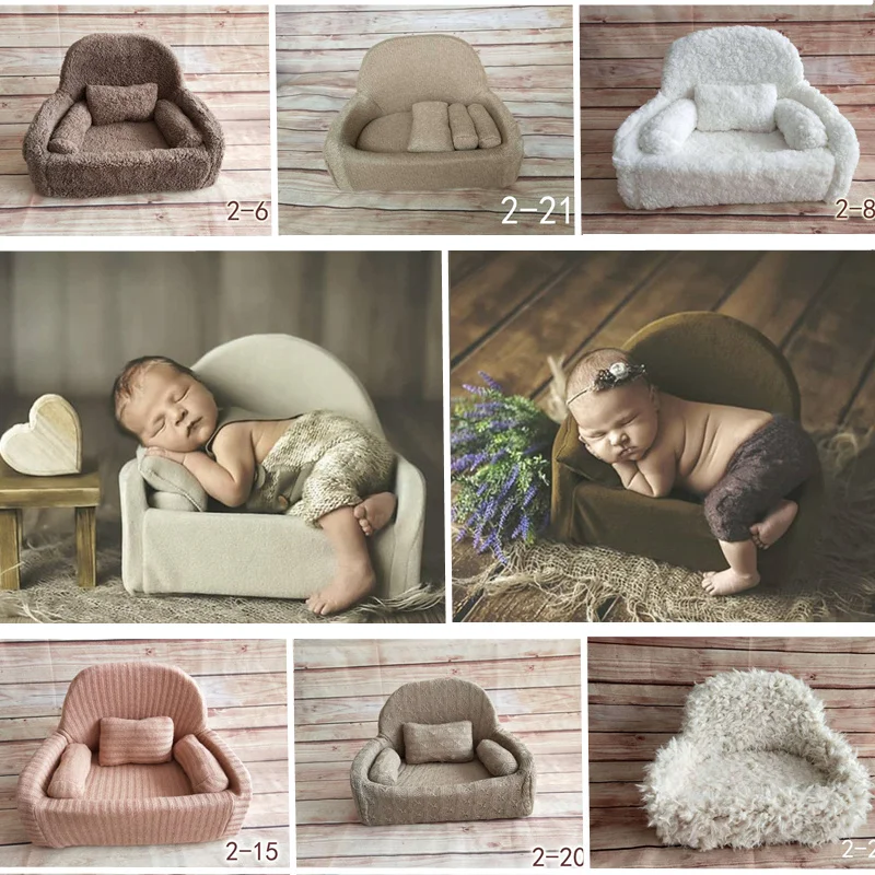 Newborn Photography Props Mini Posing Sofa With Pillow Chair For Photo Shoot Bebe Fotografia Acessorio Baby Photo Props Bed Boy