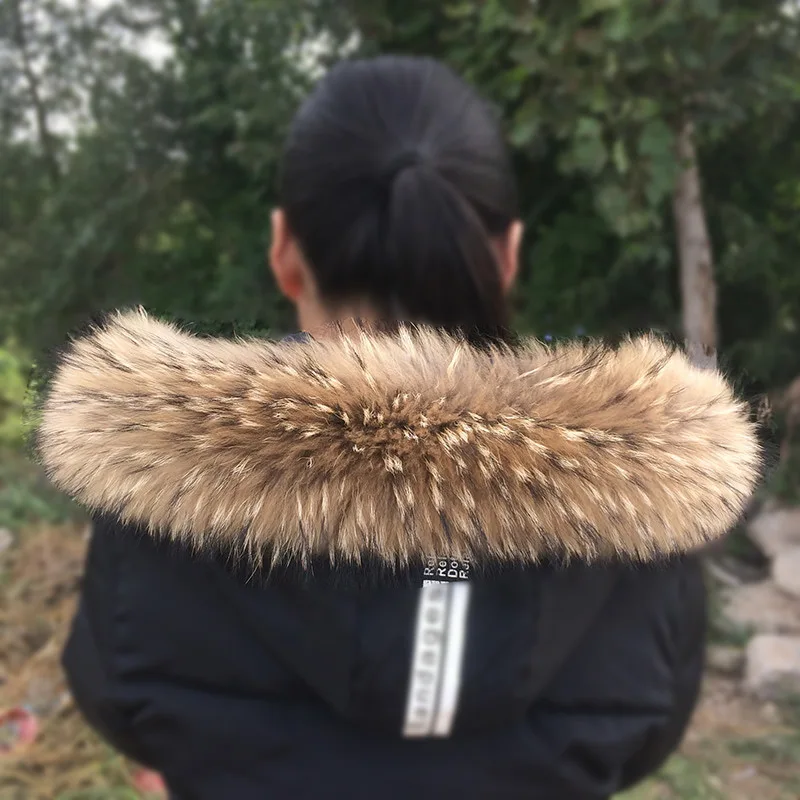 Bufandas de piel de mapache Real para mujer, abrigo de invierno, gorro de cuello, bufanda larga y cálida, 100% Natural