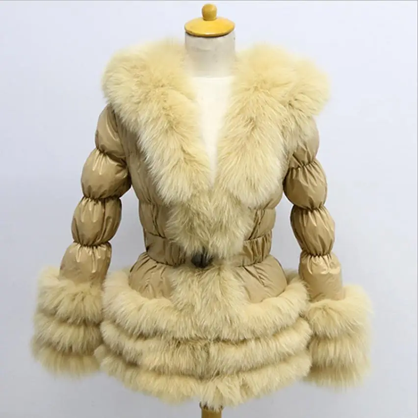 7XL Winter big faux fur collar thicker warm natural duck down coats female Removable down parkas fur collar warm Down coat F2091