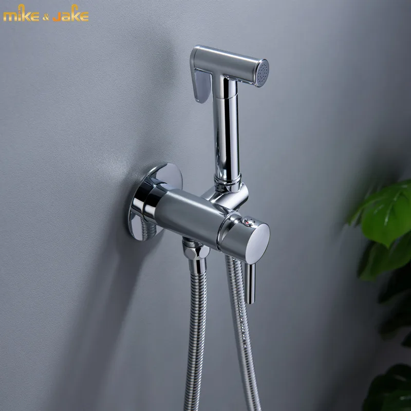 

Chrome Toilet Bidet Sprayer wall shower Hot And Cold bidet Bathroom Solid Brass Shattaf Shower Faucet mixer tap