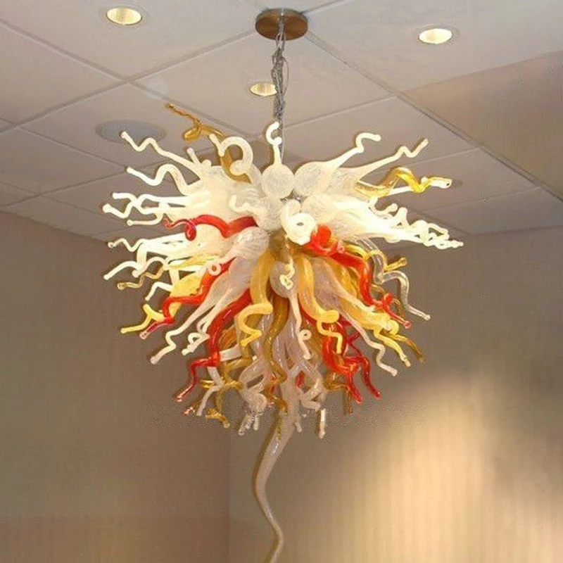 

Vintage Flower Chandelier Lighting 36 Inches Pendant Lamp Hotel Dining Room Hand Made Blow Glass Art Ceiling Lights