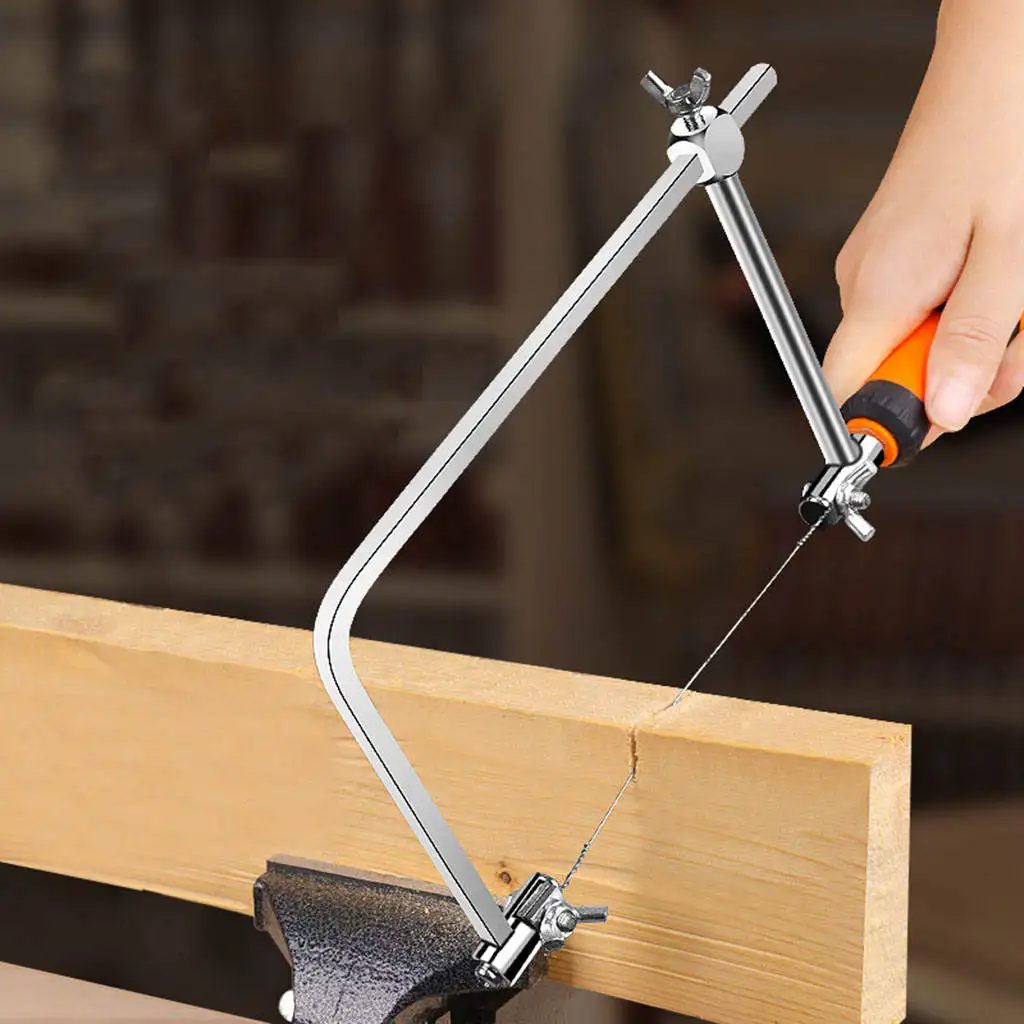 DIY Coping Saw Adjustable Woodworking Nonslip Handle Lightweight Portable Multifunctional Hand Saw Frame for Cutting Woodworking