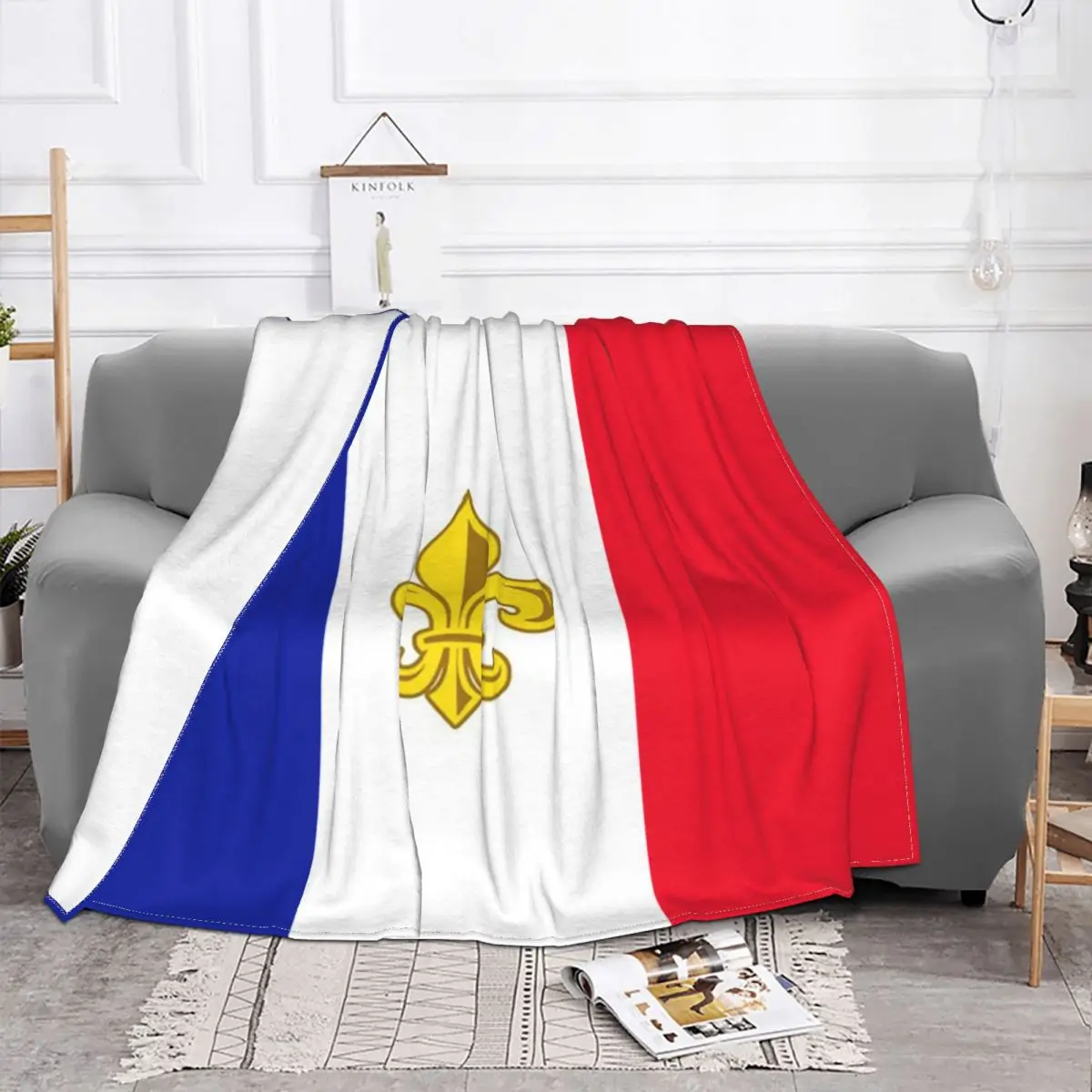 France Fleur De Lis Blankets Lily Flower Symbol French Flag Flannel Awesome Breathable Throw Blankets for Home Winter